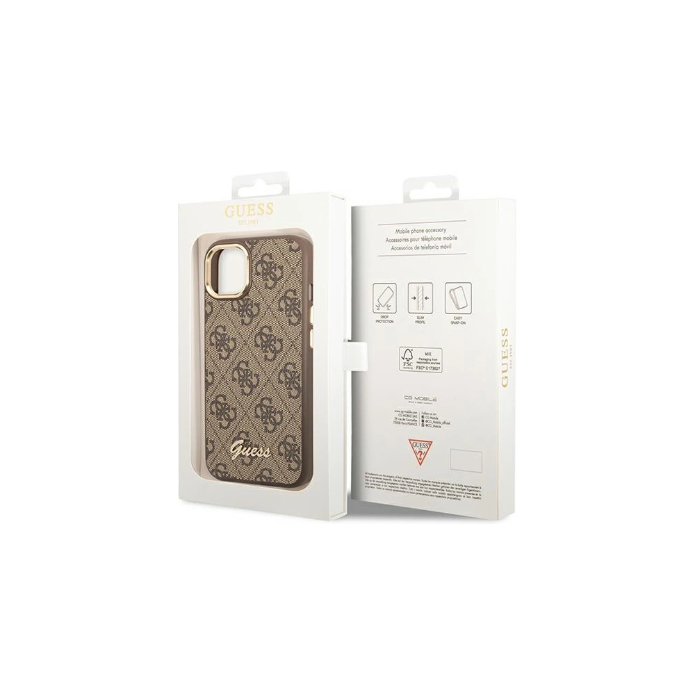 Hurtownia GSM - Case Guess GUHCP14SHG4SHW für Apple iPhone 14 braun/brown hartes Gehäuse 4G Vintage Gold Logo - GUE2116 - {ean13} - Hurt