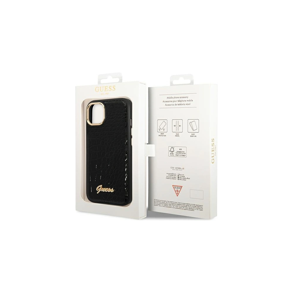 Wholesale Guess GUHCP14SHGCRHK Apple iPhone 14 black hardcase Croco Collection - GUE2117 - {ean13} - Hurt