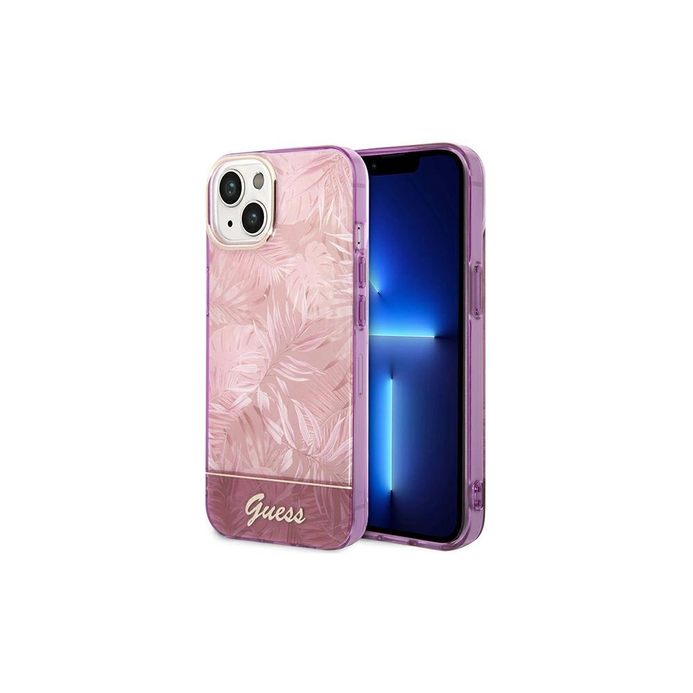 Wholesale Guess GUHCP14SHGJGHP Apple iPhone 14 pink hardcase Jungle Collection - GUE2118 - {ean13} - Hurt