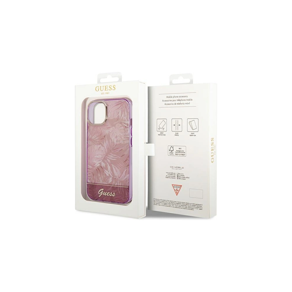Wholesale Guess GUHCP14SHGJGHP Apple iPhone 14 pink hardcase Jungle Collection - GUE2118 - {ean13} - Hurt