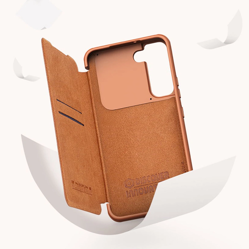 Hurtownia GSM - Etui Nillkin Qin Leather Pro Samsung Galaxy S22 hnědá - NLK523 - {ean13} - Hurt