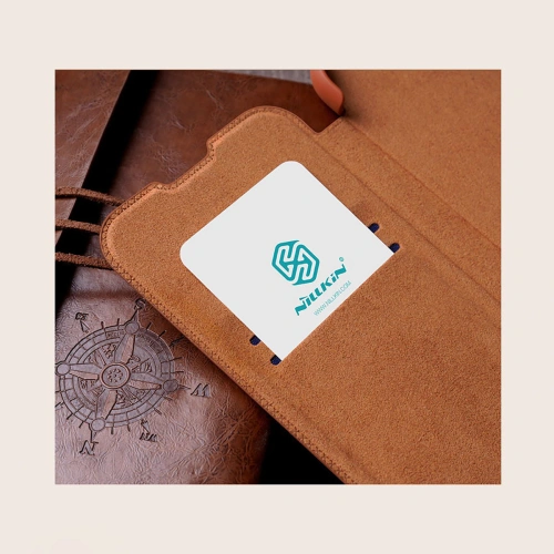 Etui Nillkin Qin Leather Pro Samsung Galaxy S22+ Plus brązowy