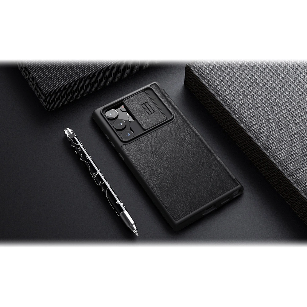 Hurtownia GSM - Etui Nillkin Qin Leather Pro Samsung Galaxy S22 Ultra černé - NLK526 - {ean13} - Hurt