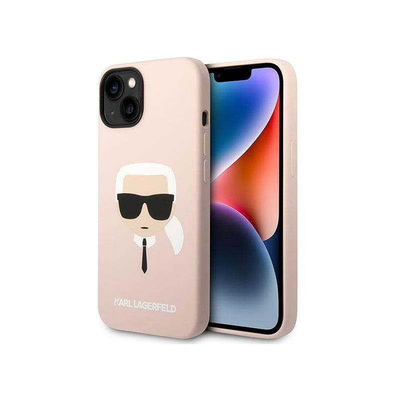 Karl Lagerfeld Distributor - 3666339085452 - KLD1135 - Karl Lagerfeld KLHCP14MSLKHLP Apple iPhone 14 Plus / 15 Plus hardcase pink Silicone Karl`s Head - B2B homescreen