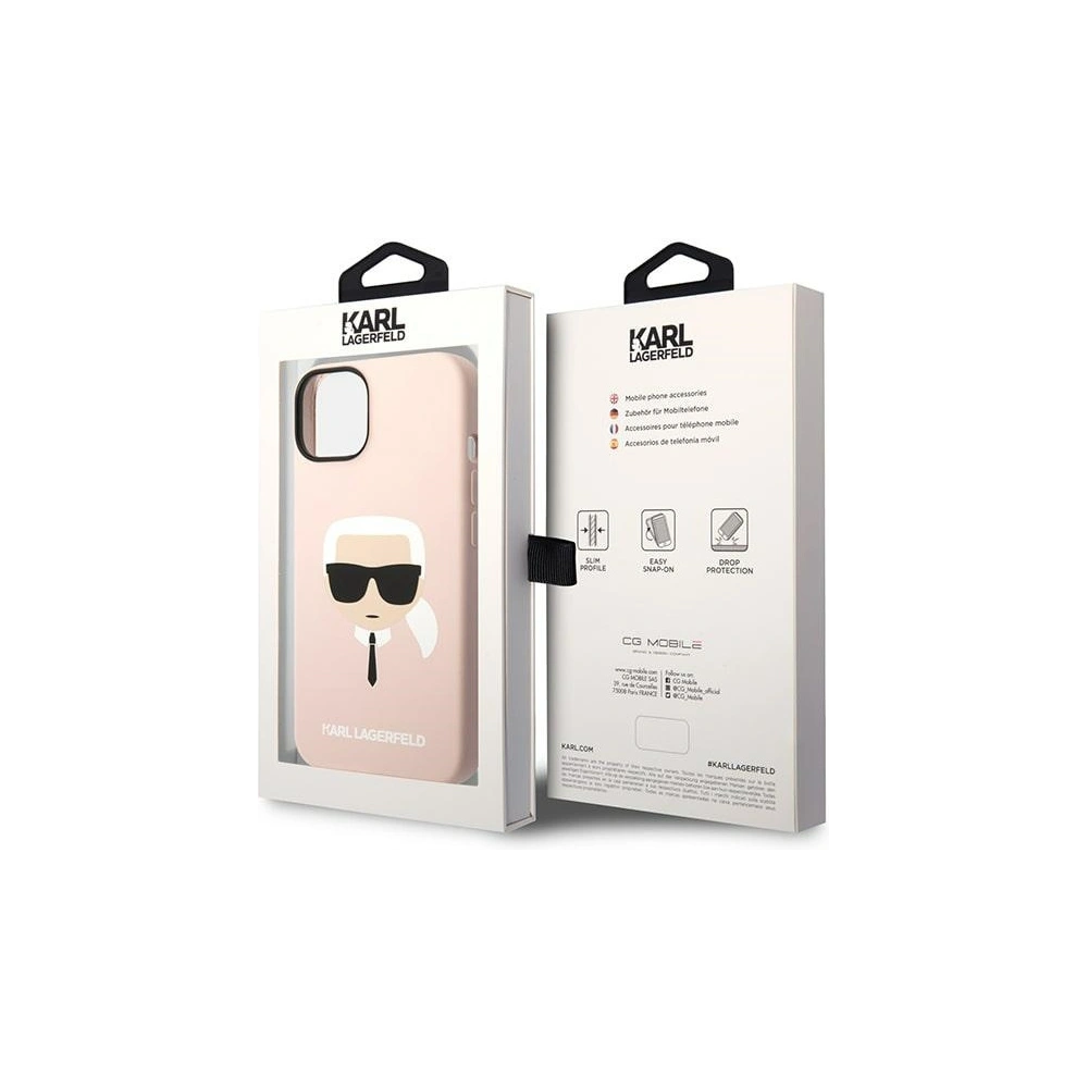 Wholesale Karl Lagerfeld KLHCP14MSLKHLP Apple iPhone 14 Plus / 15 Plus hardcase pink Silicone Karl`s Head - KLD1135 - {ean13} - Hurt