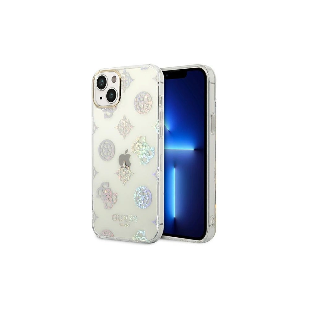 Wholesale Guess GUHCP14SHTPPTH Apple iPhone 14 transparent hard case Peony Glitter - GUE2121 - {ean13} - Hurt