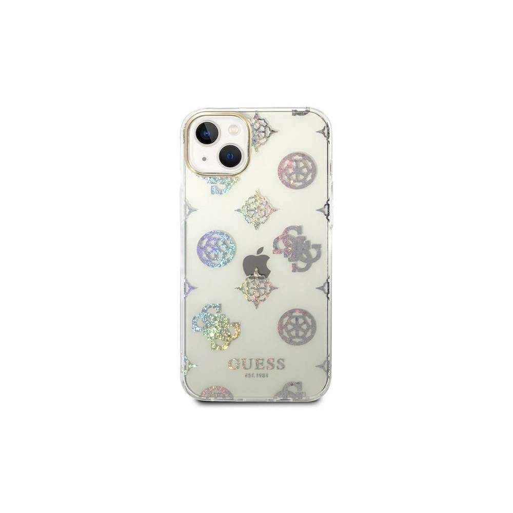 Wholesale Guess GUHCP14SHTPPTH Apple iPhone 14 transparent hard case Peony Glitter - GUE2121 - {ean13} - Hurt