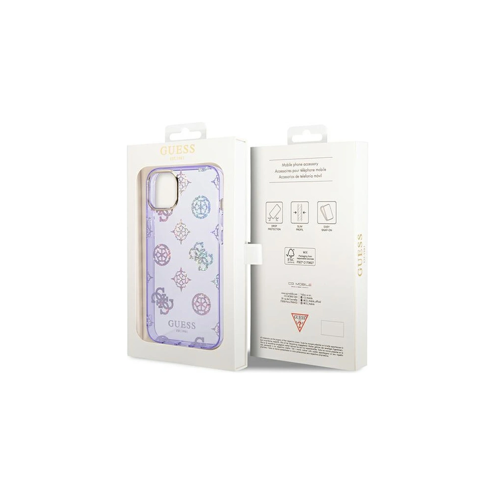 Hurtownia GSM - Etui Guess GUHCP14SHTPPTL Apple iPhone 14 liliowy/lilac carcasă tare Peony Glitter - GUE2122 - {ean13} - Hurt