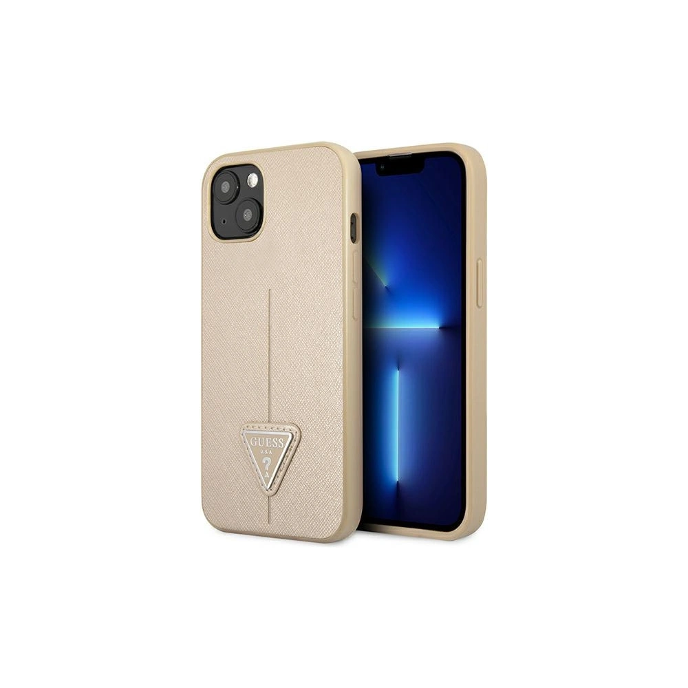 Hurtownia GSM - Etui Guess GUHCP14SPSATLE Apple iPhone 14 bej hardcase SaffianoTriangle Logo - GUE2123 - {ean13} - Hurt