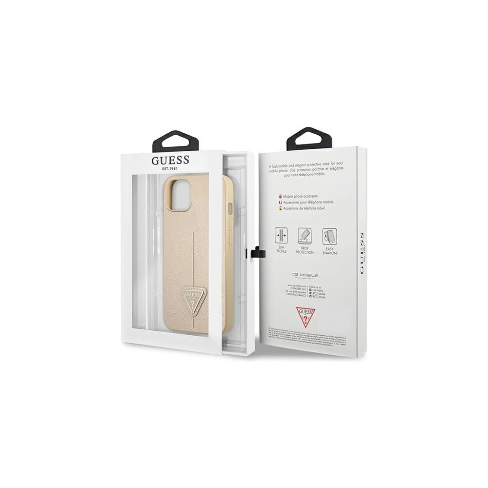 Hurtownia GSM - Etui Guess GUHCP14SPSATLE Apple iPhone 14 bej hardcase SaffianoTriangle Logo - GUE2123 - {ean13} - Hurt