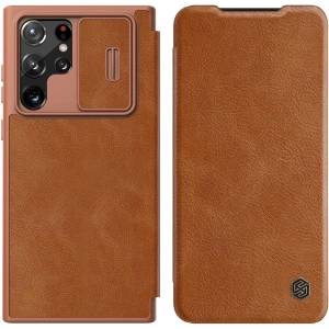 Hurtownia GSM - Etui Nillkin Qin Leather Pro Samsung Galaxy S22 Ultra hnědá - NLK527 - {ean13} - Hurt