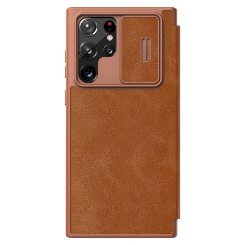Etui Nillkin Qin Leather Pro Samsung Galaxy S22 Ultra brązowy