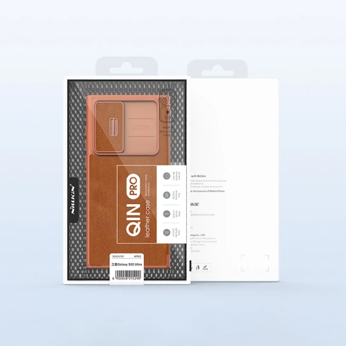 Etui Nillkin Qin Leather Pro Samsung Galaxy S22 Ultra brązowy