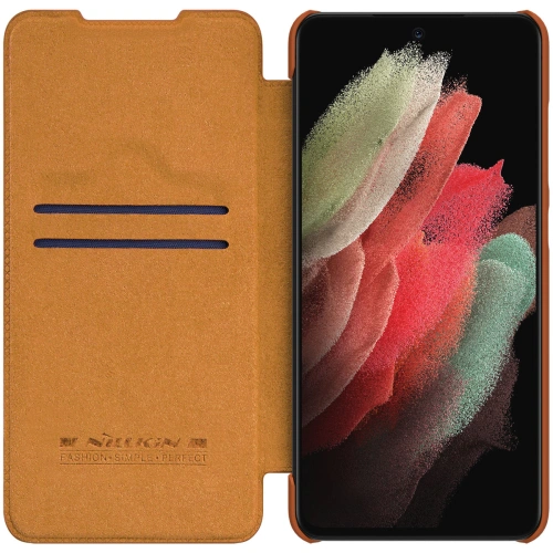 Etui Nillkin Qin Leather Pro Samsung Galaxy S22 Ultra brązowy