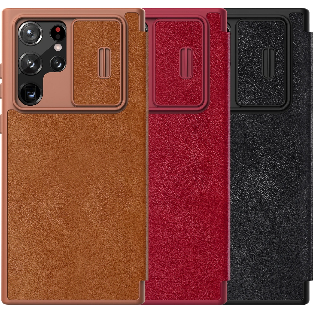 Hurtownia GSM - Etui Nillkin Qin Leather Pro Samsung Galaxy S22 Ultra maro - NLK527 - {ean13} - Hurt