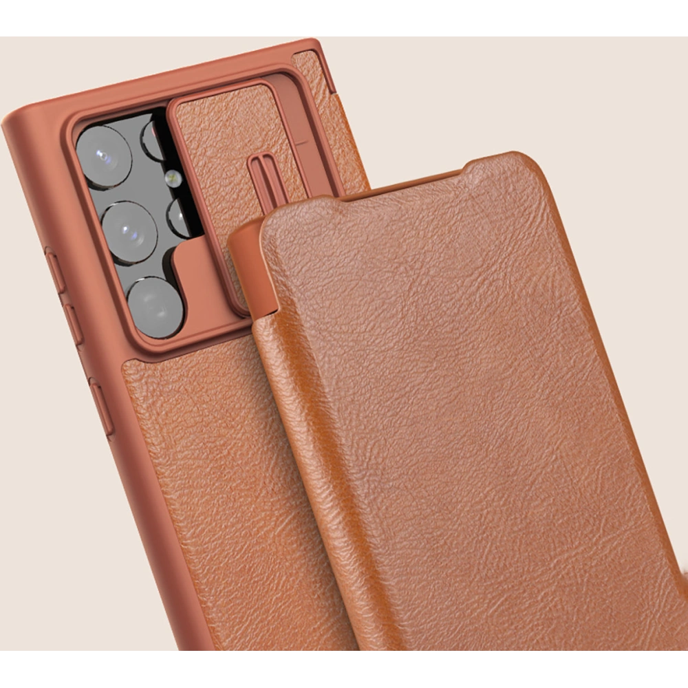 Hurtownia GSM - Etui Nillkin Qin Leather Pro Samsung Galaxy S22 Ultra hnědá - NLK527 - {ean13} - Hurt