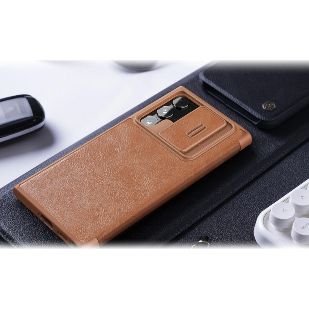 Hurtownia GSM - Case Nillkin Qin Leather Pro Samsung Galaxy S22 Ultra braun - NLK527 - {ean13} - Hurt