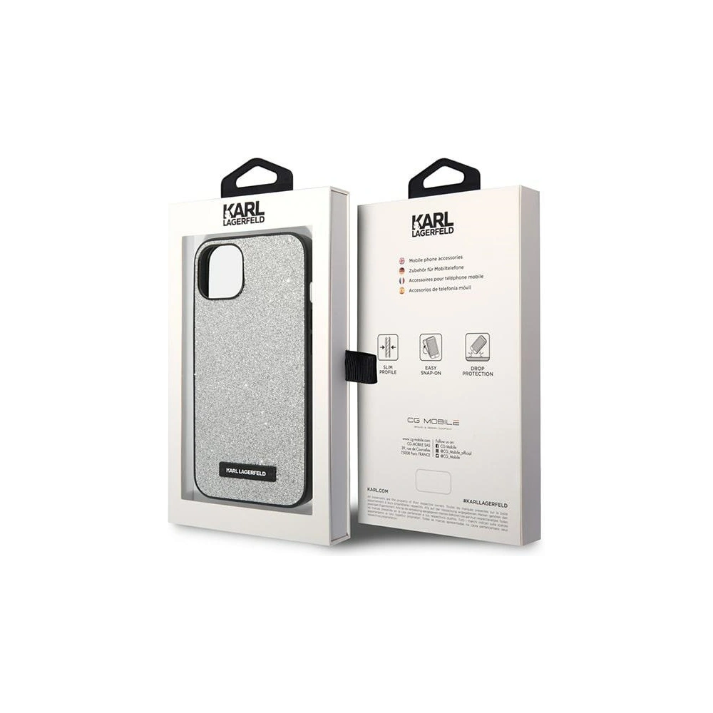 Hurtownia GSM - Etui Karl Lagerfeld KLHCP14SG2ELS Apple iPhone 14 hardcase argintiu/silver Glitter Plaque Logo - KLD1137 - {ean13} - Hurt