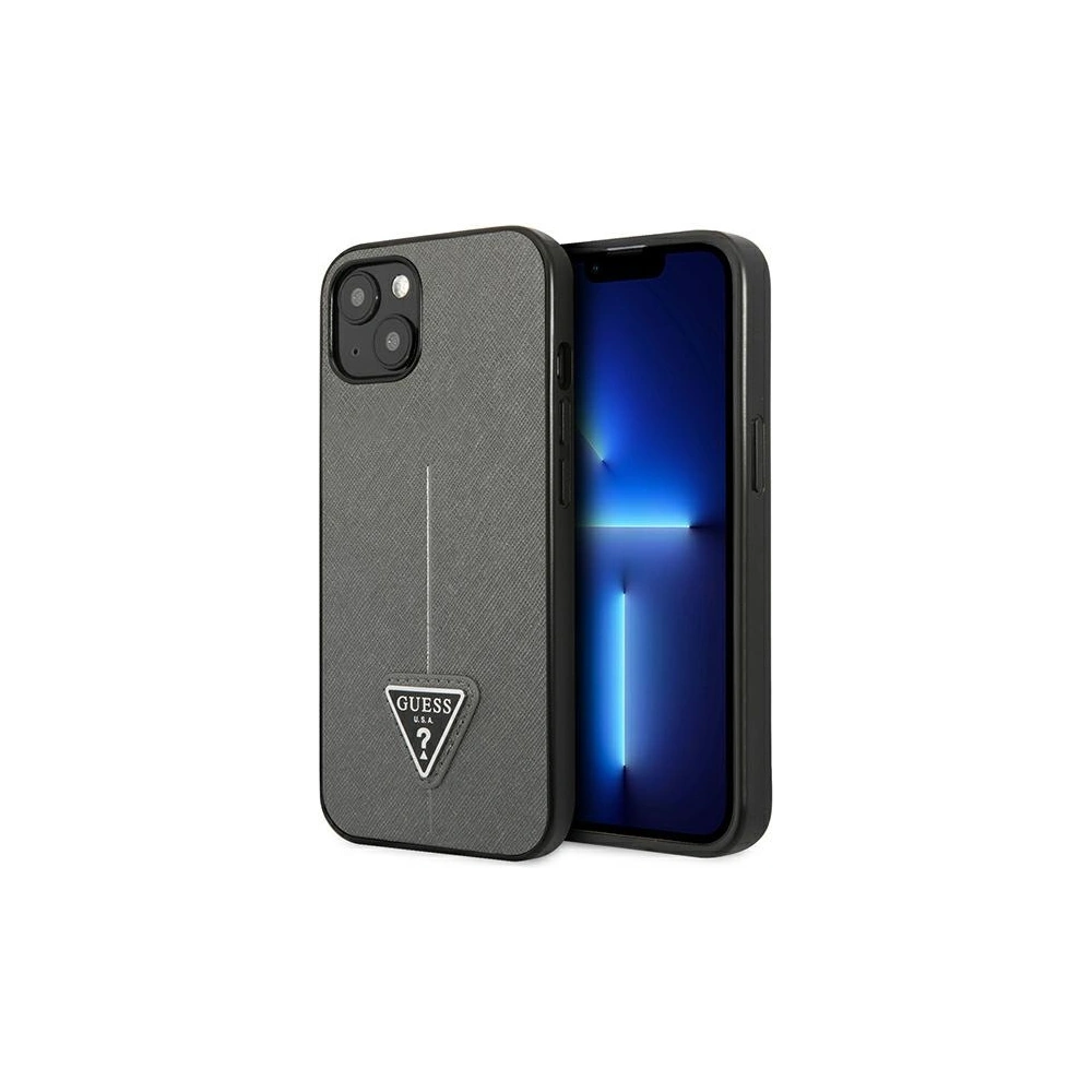 Hurtownia GSM - Etui Guess GUHCP14SPSATLG Apple iPhone 14 stříbrný/silver hardcase SaffianoTriangle Logo - GUE2124 - {ean13} - Hurt