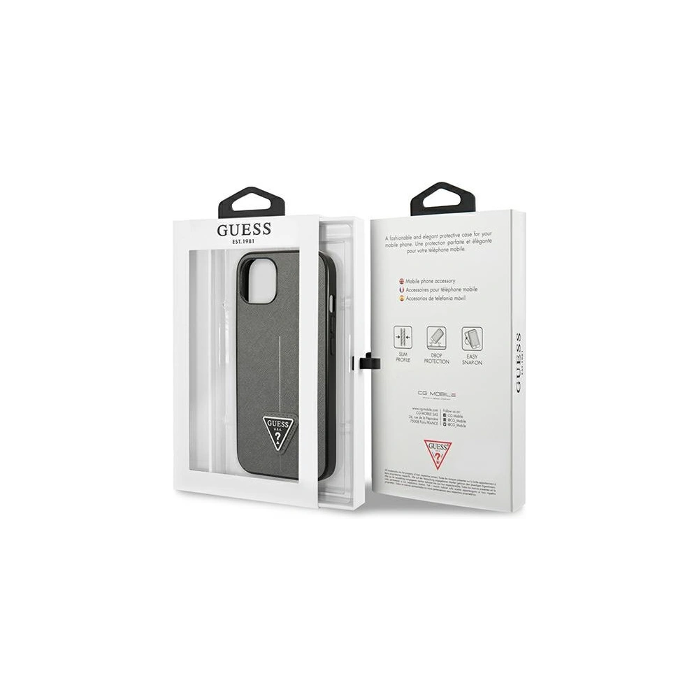 Hurtownia GSM - Etui Guess GUHCP14SPSATLG Apple iPhone 14 argintiu/silver hardcase SaffianoTriangle Logo - GUE2124 - {ean13} - Hurt