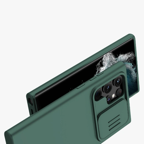 Etui Nillkin CamShield Silky Silicone Samsung Galaxy S22 Ultra niebieski