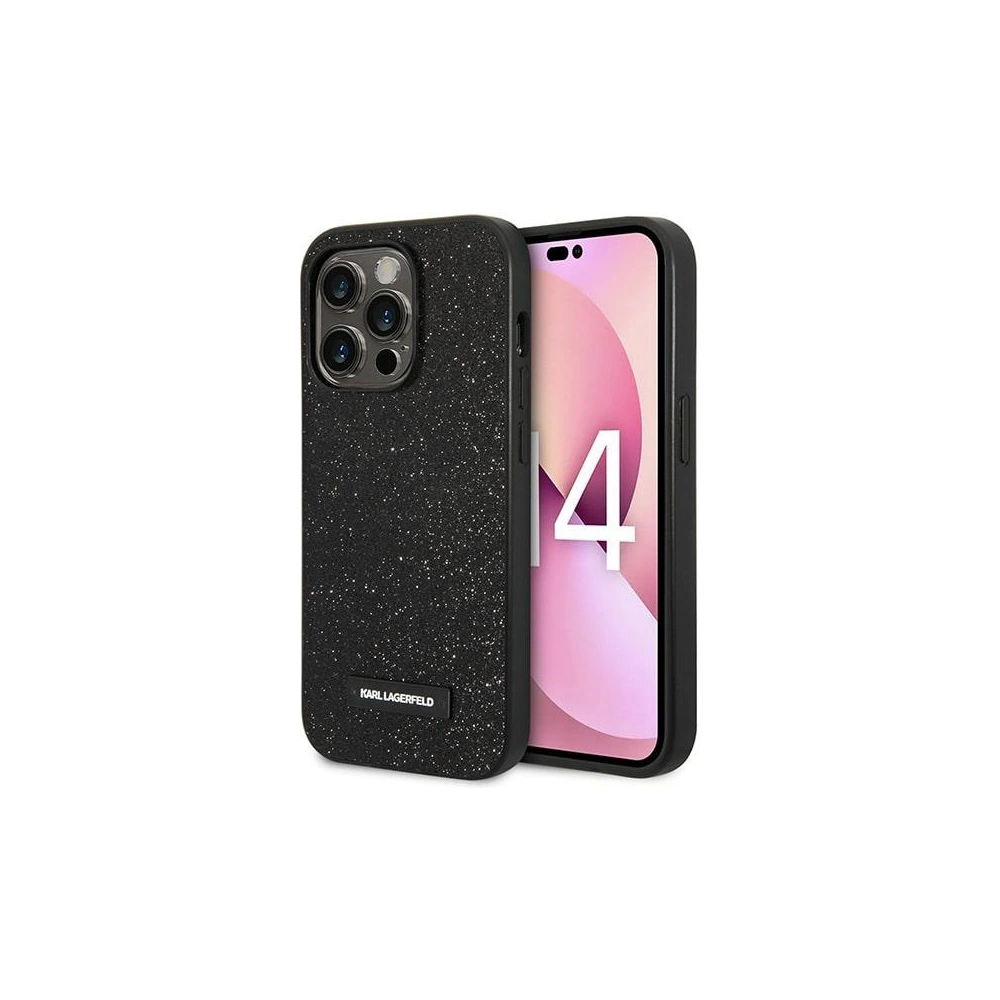 Karl Lagerfeld KLHCP14XG2ELK Apple iPhone 14 Pro Max hardcase black Glitter Plaque Logo