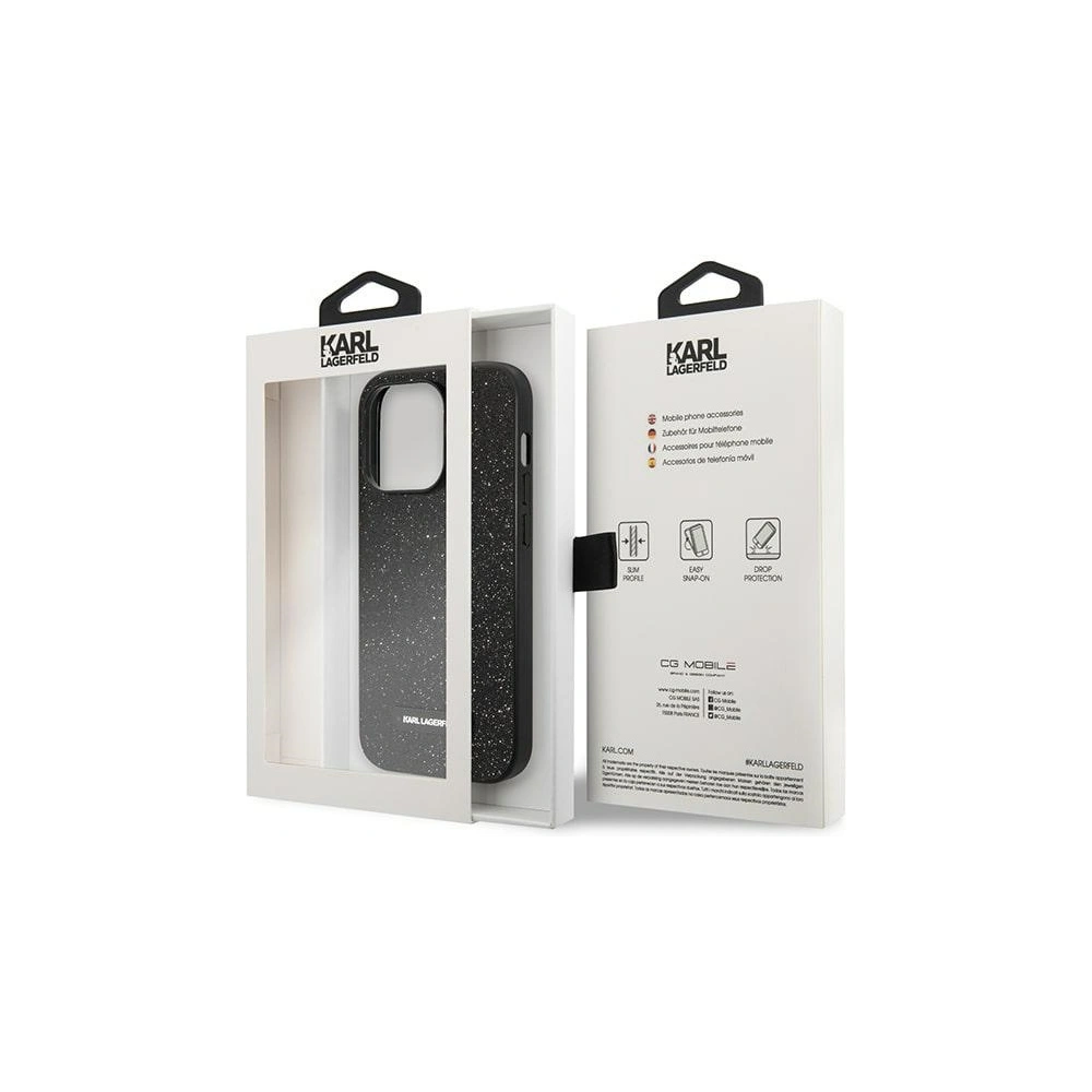 Karl Lagerfeld KLHCP14XG2ELK Apple iPhone 14 Pro Max hardcase black Glitter Plaque Logo