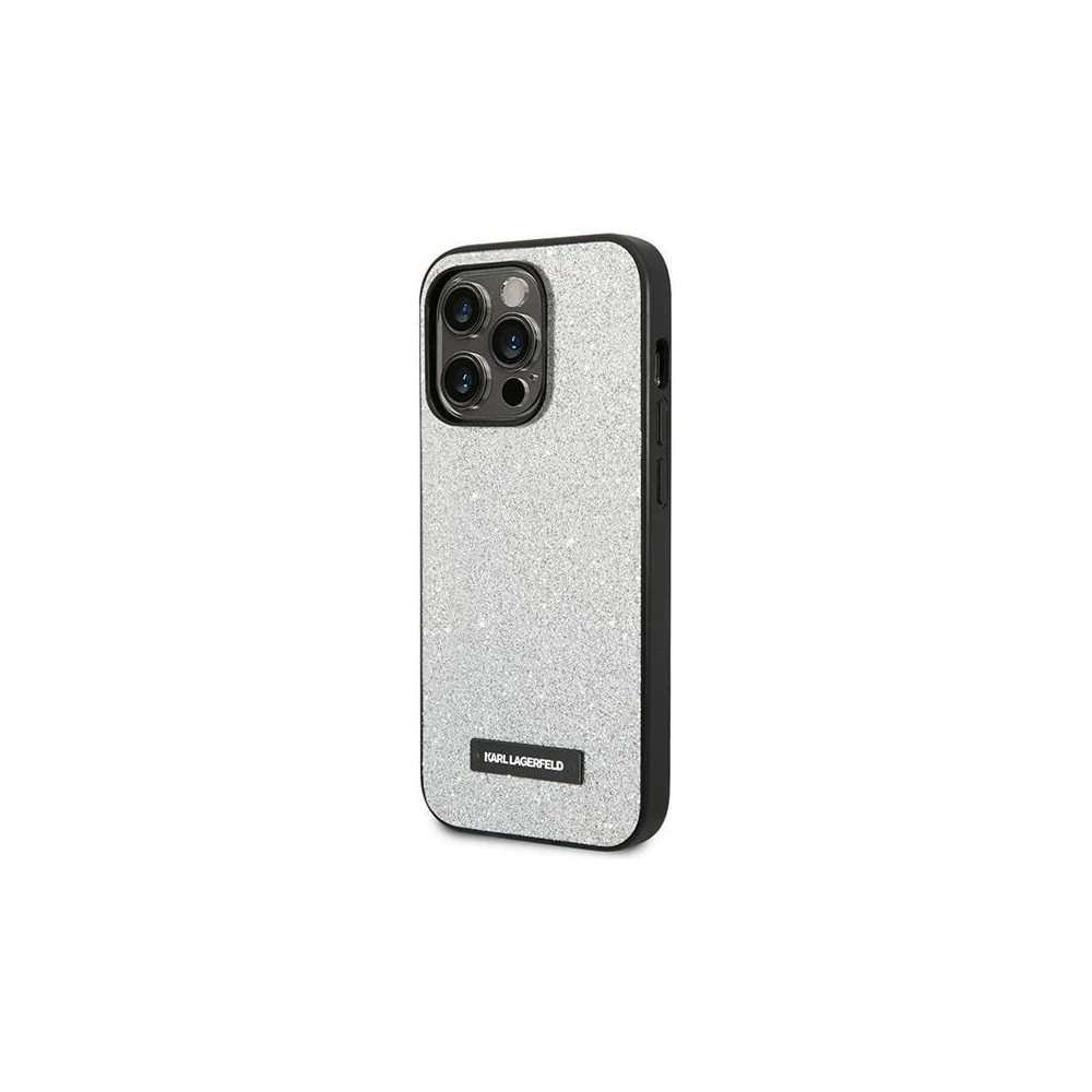 Karl Lagerfeld KLHCP14XG2ELS Apple iPhone 14 Pro Max hardcase silver Glitter Plaque Logo