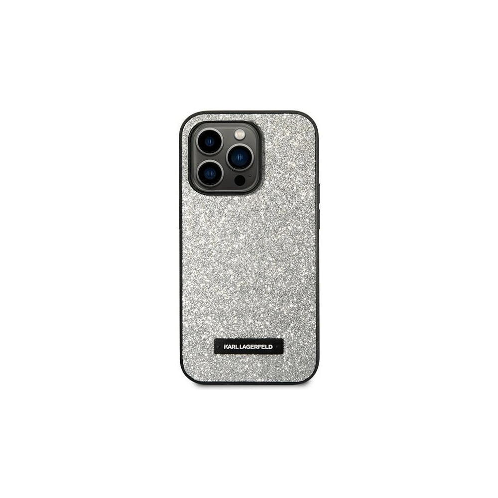 Etui Karl Lagerfeld KLHCP14XG2ELS Apple iPhone 14 Pro Max hardcase stříbrný/silver Glitter Plaque Logo