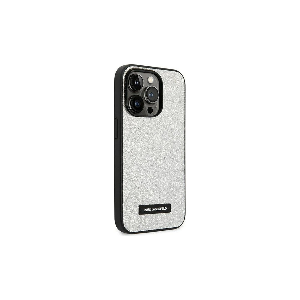 Karl Lagerfeld KLHCP14XG2ELS Apple iPhone 14 Pro Max hardcase silver Glitter Plaque Logo