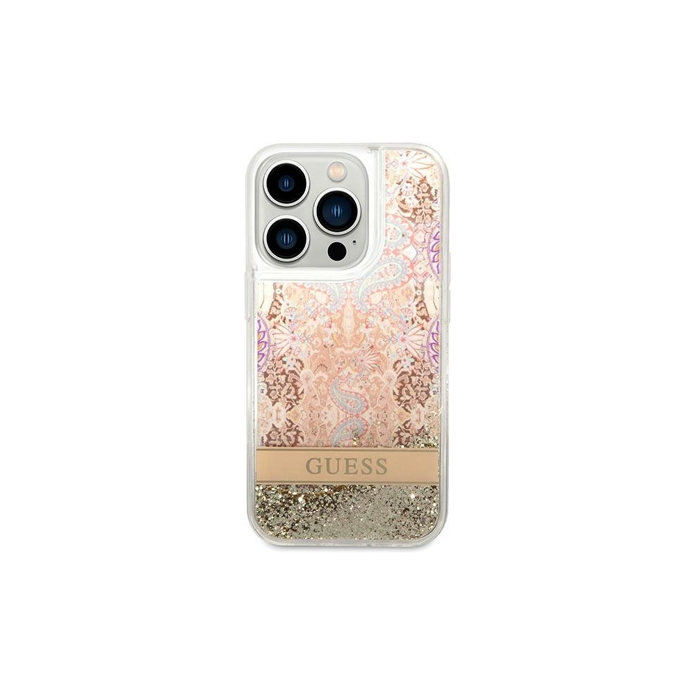 Etui Guess GUHCP14XLFLSD Apple iPhone 14 Pro Max auriu/gold hardcase Paisley Liquid Glitter