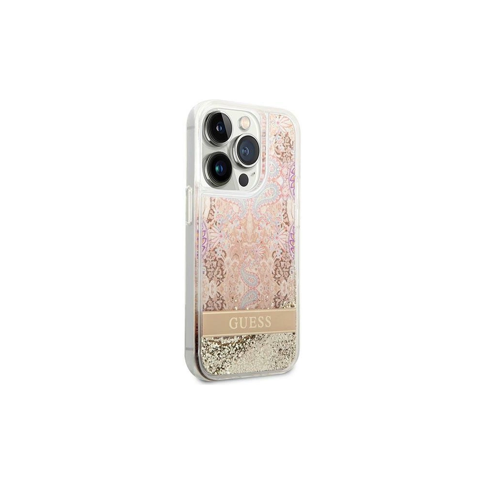 Case Guess GUHCP14XLFLSD Apple iPhone 14 Pro Max gold/hartschale Paisley Flüssig-Glitzer