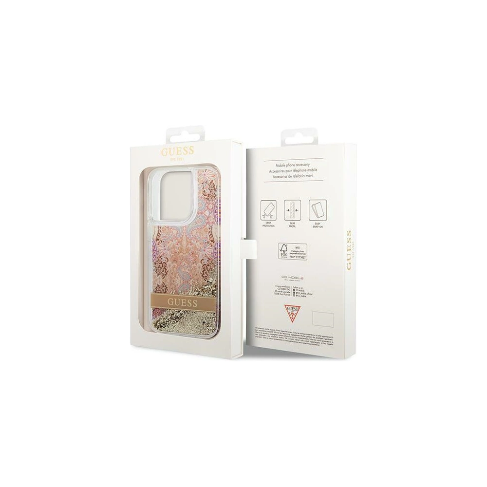 Etui Guess GUHCP14XLFLSD Apple iPhone 14 Pro Max auriu/gold hardcase Paisley Liquid Glitter