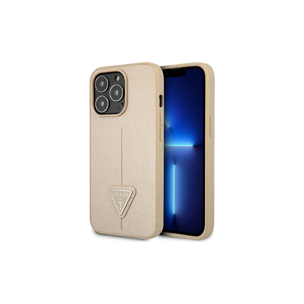 Hurtownia GSM - Etui Guess GUHCP14XPSATLE Apple iPhone 14 Pro Max bej hardcase SaffianoLogo Triunghi - GUE2136 - {ean13} - Hurt