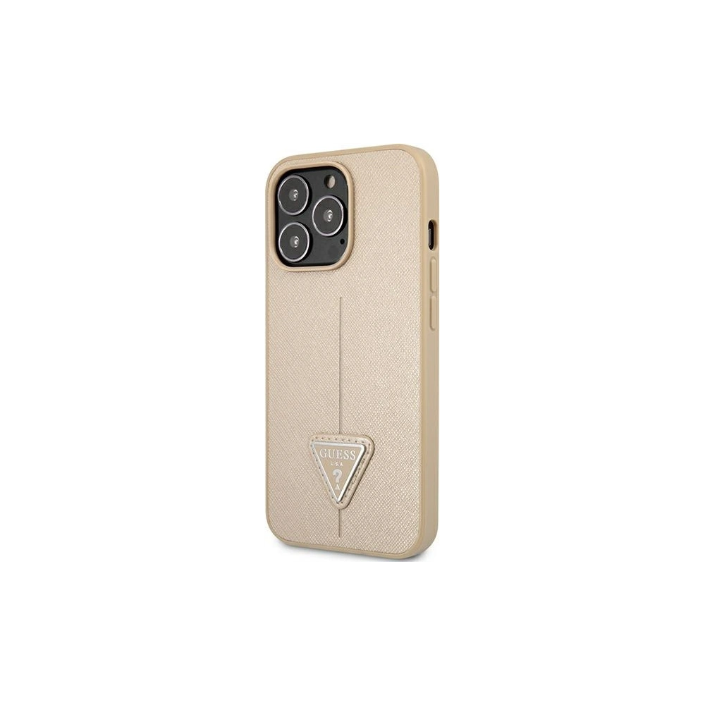 Hurtownia GSM - Etui Guess GUHCP14XPSATLE Apple iPhone 14 Pro Max bej hardcase SaffianoLogo Triunghi - GUE2136 - {ean13} - Hurt