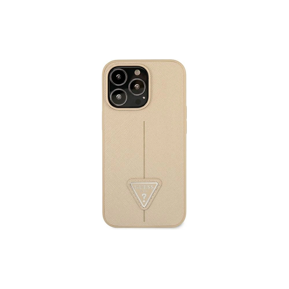 Hurtownia GSM - Etui Guess GUHCP14XPSATLE Apple iPhone 14 Pro Max bej hardcase SaffianoLogo Triunghi - GUE2136 - {ean13} - Hurt