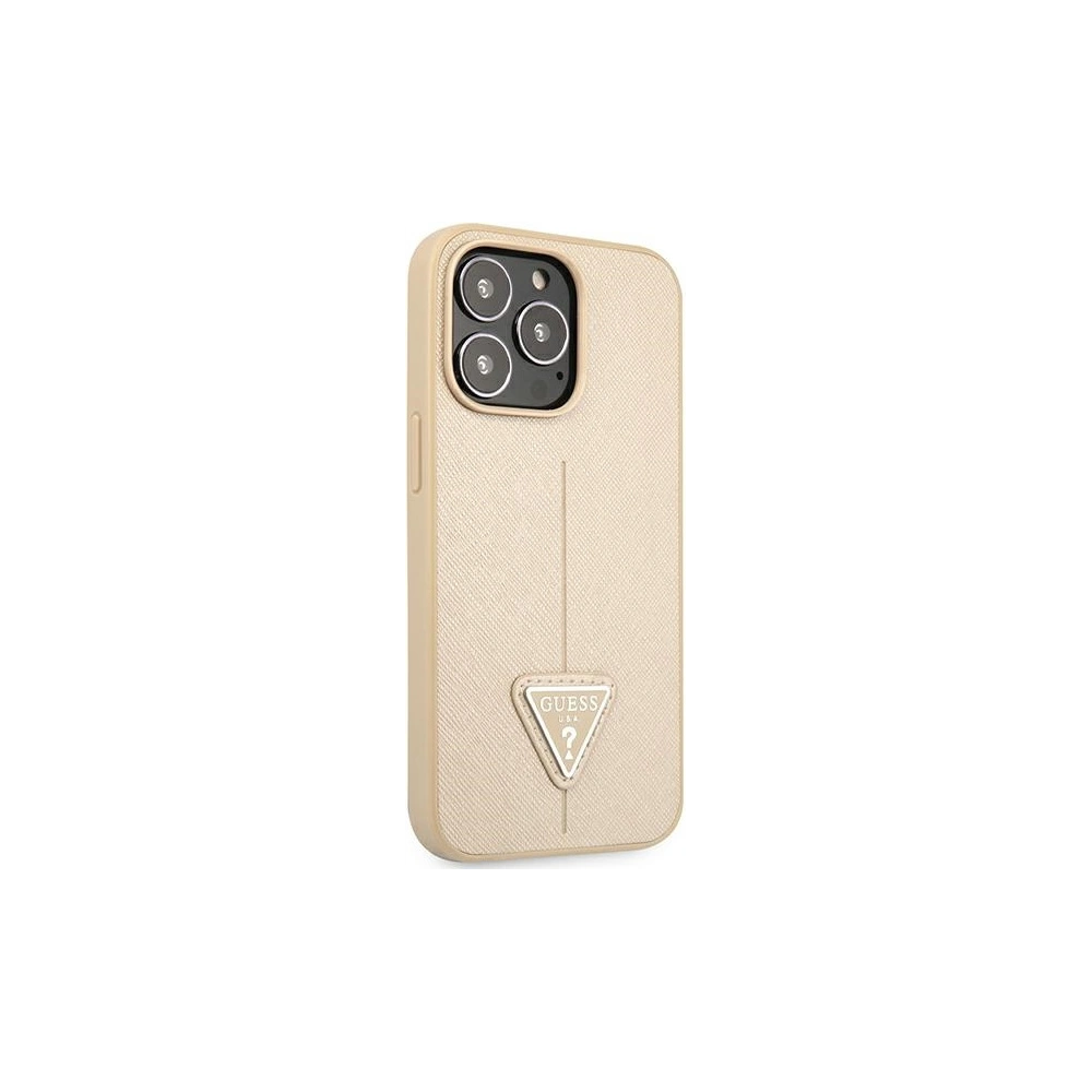 Hurtownia GSM - Etui Guess GUHCP14XPSATLE Apple iPhone 14 Pro Max bézs/bézs keménytok SaffianoTriangle Logo - GUE2136 - {ean13} - Hurt