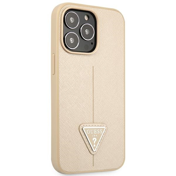 Kryt Guess GUHCP14XPSATLE Apple iPhone 14 Pro Max beżowy/beige hardcase SaffianoTriangle Logo