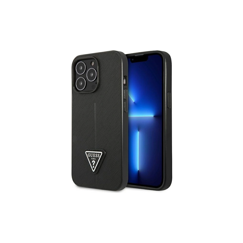 Etui Guess GUHCP14XPSATLK Apple iPhone 14 Pro Max negru/black hardcase SaffianoTriangle Logo