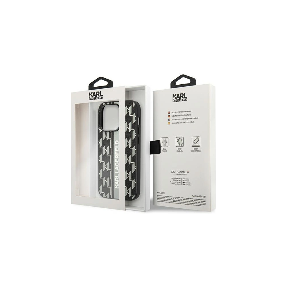 Hurtownia GSM - Case Karl Lagerfeld KLHCP14XPGKLSKG Apple iPhone 14 Pro Max Hardcase grau/grey Monogram Stripe - KLD1152 - {ean13} - Hurt