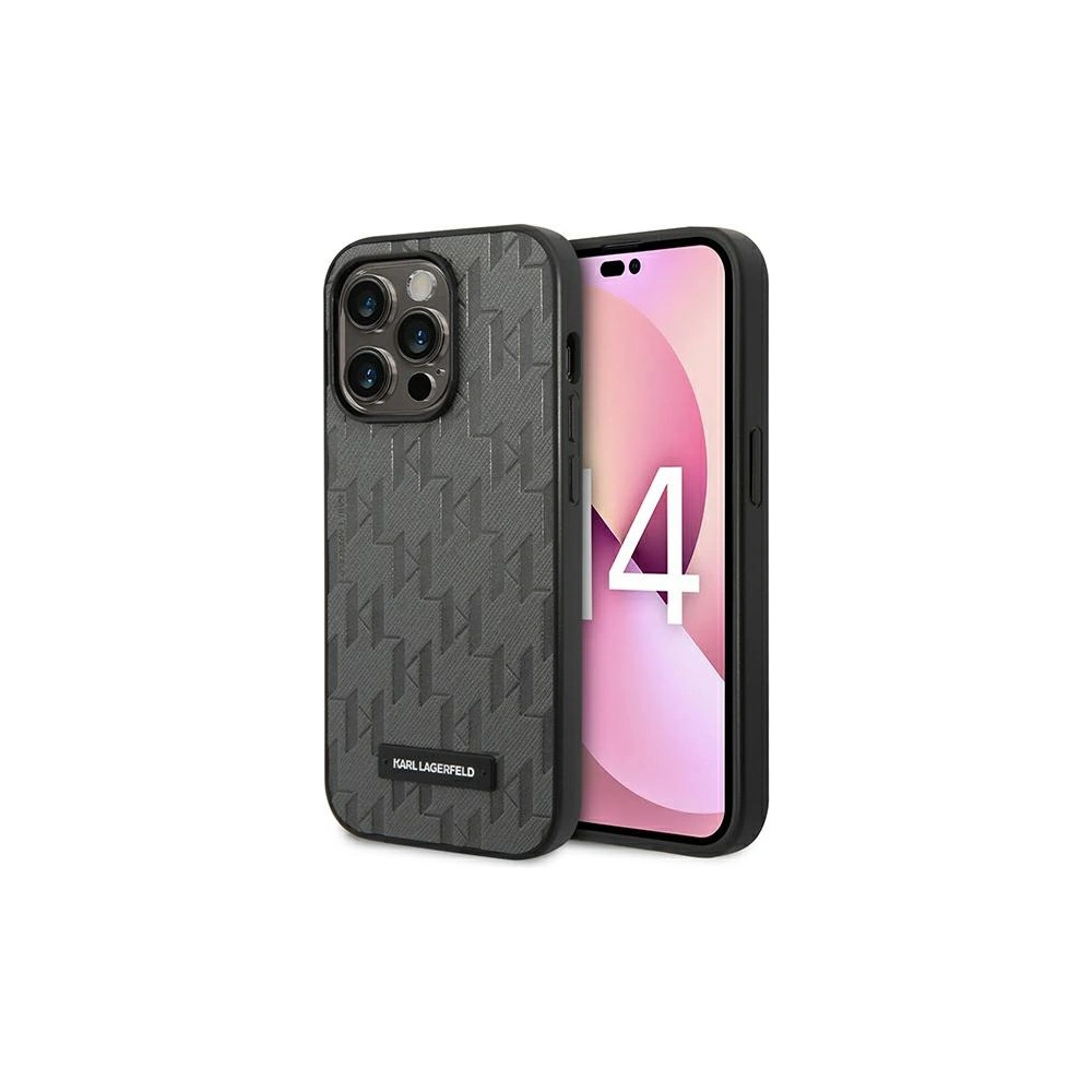 Hurtownia GSM - Case Karl Lagerfeld KLHCP14XSAKLHPG Apple iPhone 14 Pro Max Hardcase grau/grey Saffiano Mono Metal Logo - KLD1154 - {ean13} - Hurt