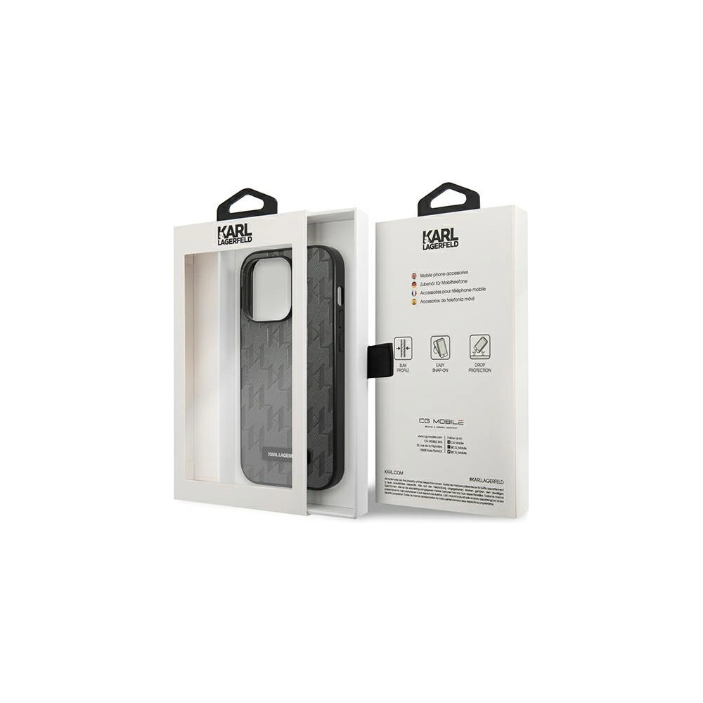 Hurtownia GSM - Etui Karl Lagerfeld KLHCP14XSAKLHPG Apple iPhone 14 Pro Max hardcase šedá/grey Saffiano Mono Metal Logo - KLD1154 - {ean13} - Hurt