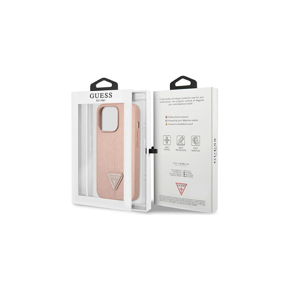 Hurtownia GSM - Etui Guess GUHCP14XPSATLP Apple iPhone 14 Pro Max różowy/pink hardcase SaffianoTriangle Logo - GUE2139 - {ean13} - Hurt