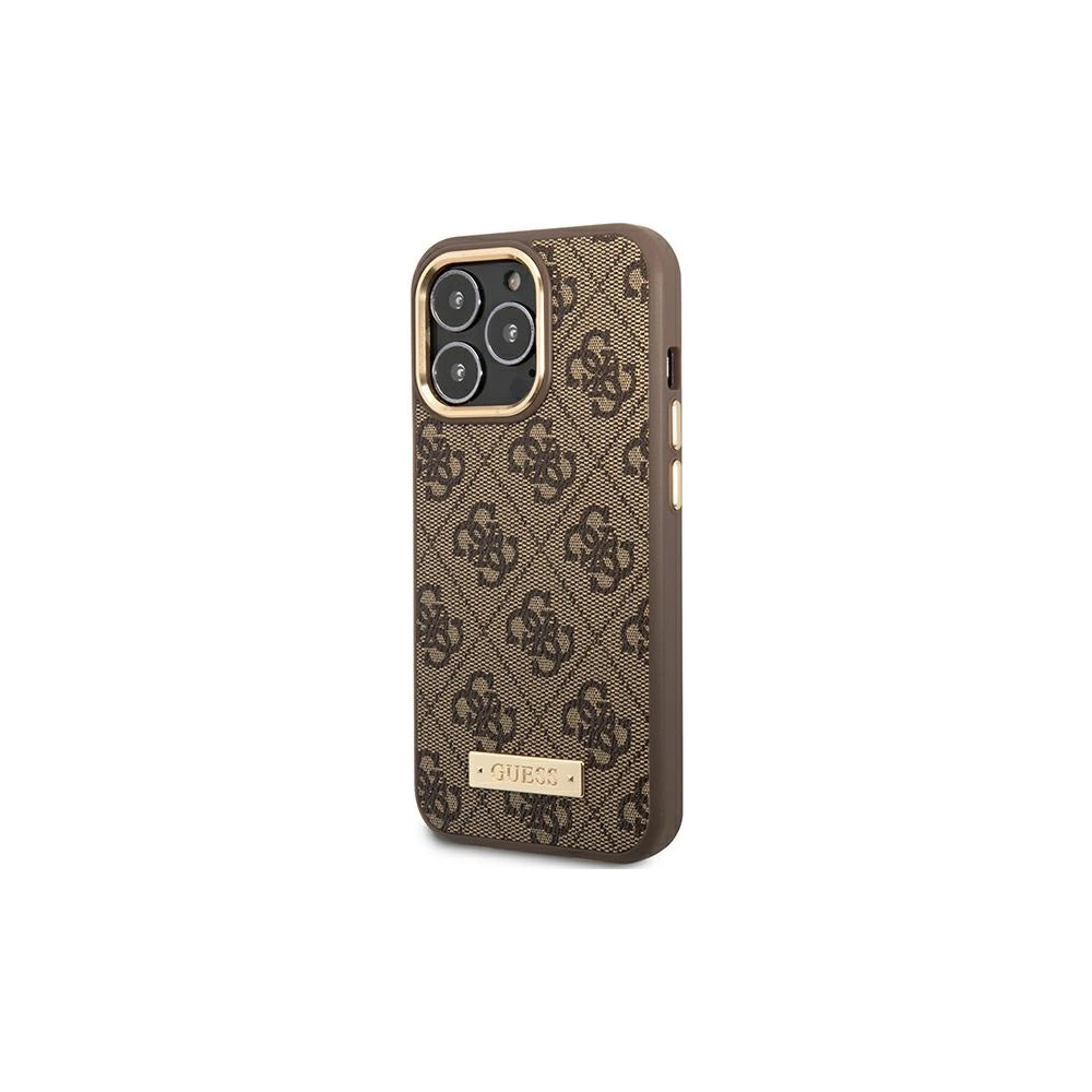 Hurtownia GSM - Etui Guess GUHMP14LU4GPRW Apple iPhone 14 Pro brązowy/brown hard case 4G Logo Plate MagSafe - GUE2144 - {ean13} - Hurt
