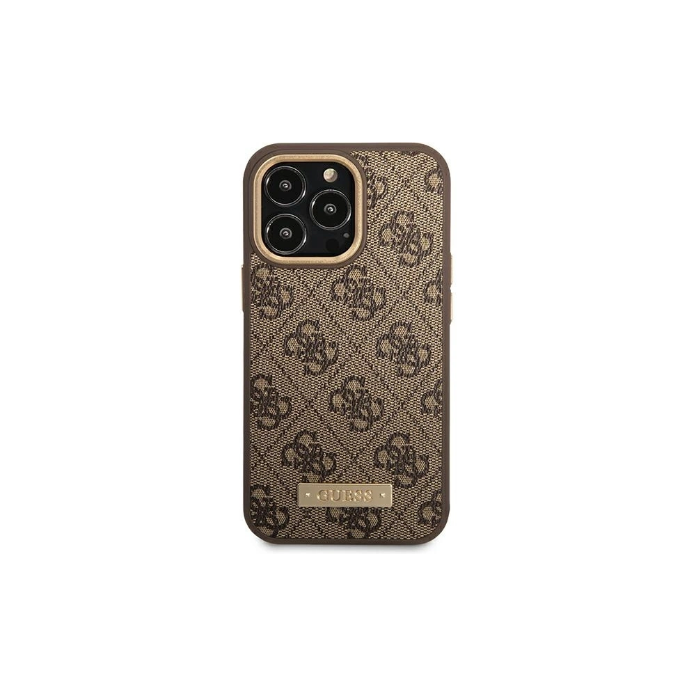 Hurtownia GSM - Etui Guess GUHMP14LU4GPRW Apple iPhone 14 Pro brązowy/brown hard case 4G Logo Plate MagSafe - GUE2144 - {ean13} - Hurt