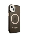 Wholesale Guess GUHMP14MHTCMK Apple iPhone 14 Plus / 15 Plus black hard case Gold Outline Translucent MagSafe - GUE2145 - {ean13} - Hurt