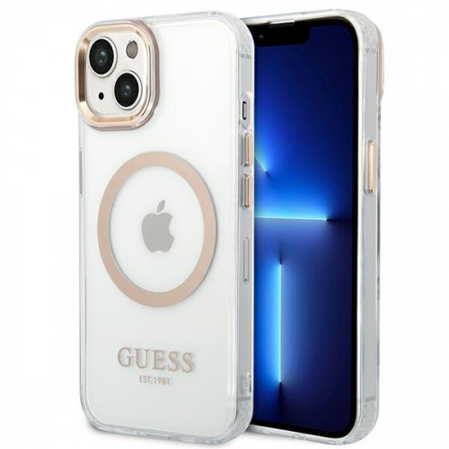 Guess Distributor - 3666339069711 - GUE2146 - Guess GUHMP14MHTRMD Apple iPhone 14 Plus / 15 Plus gold hard case Metal Outline Magsafe - B2B homescreen