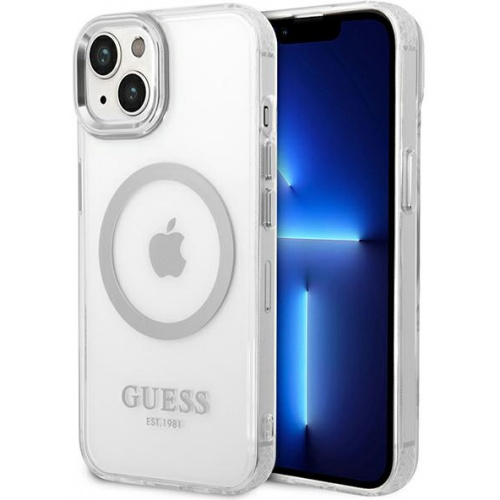Guess Distributor - 3666339069834 - GUE2147 - Guess GUHMP14MHTRMS Apple iPhone 14 Plus / 15 Plus silver hard case Metal Outline Magsafe - B2B homescreen
