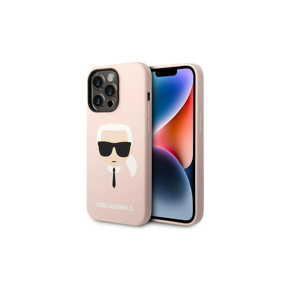 Wholesale Karl Lagerfeld KLHMP14LSLKHLP Apple iPhone 14 Pro hardcase light pink Silicone Karl`s Head Magsafe - KLD1158 - {ean13} - Hurt