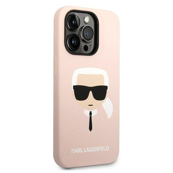 Kryt Karl Lagerfeld KLHMP14LSLKHLP Apple iPhone 14 Pro hardcase light pink Silicone Karl`s Head Magsafe